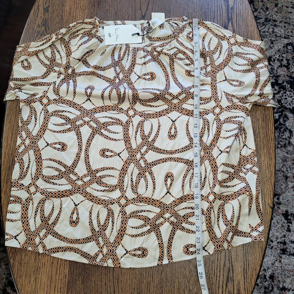 RICHARD ALLAN x H&M Light Beige Patterned Satin Blouse Size Women's 10 NEW - Picture 9 of 12